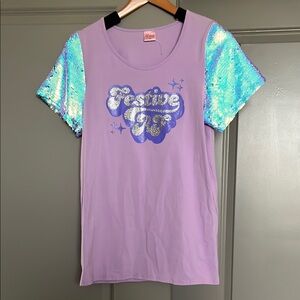 Lavender Sequin Sleeve T-Shirt